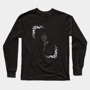 Minimalist Rose with Corner Ornament Long Sleeve T-Shirt